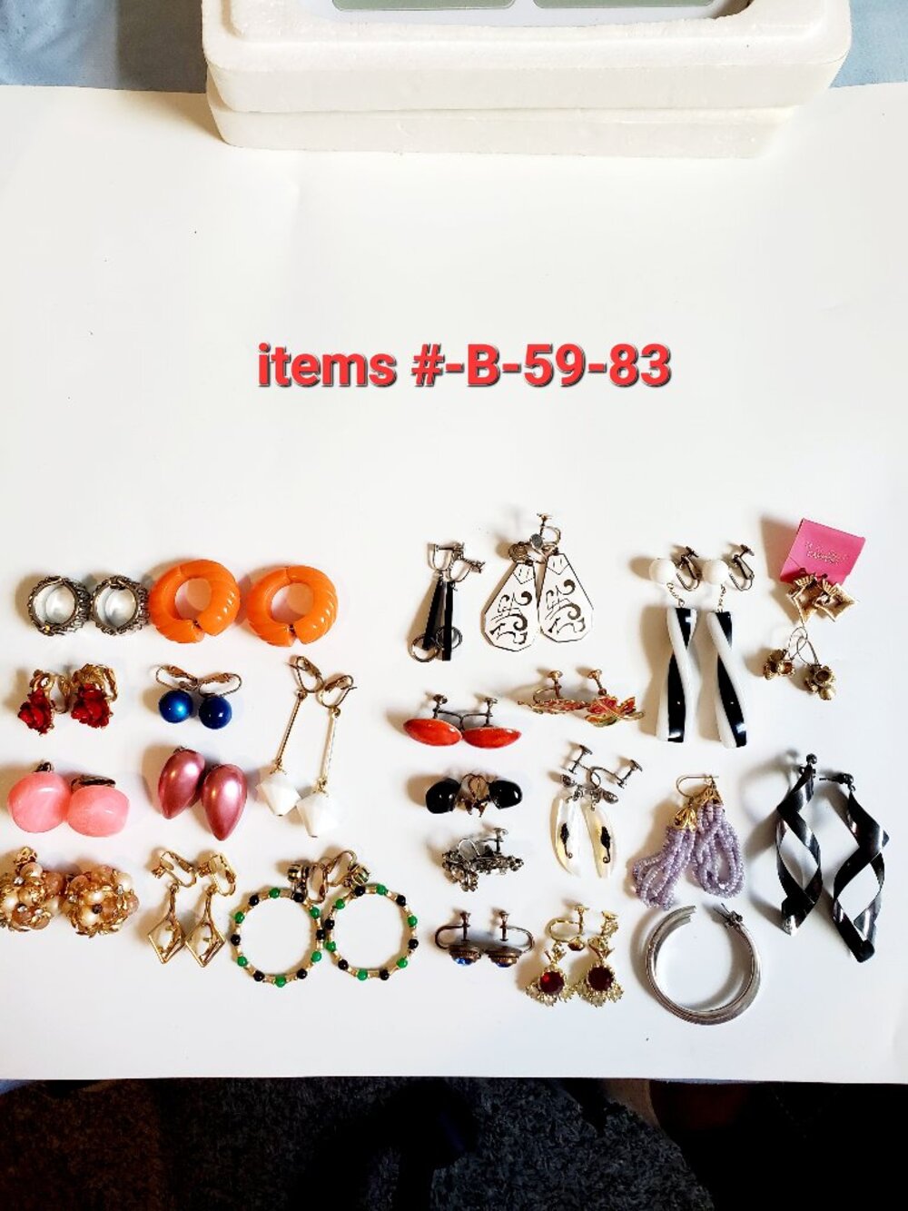 25 Pair of Earrings, items # B-59-83,. wt 208 grams.